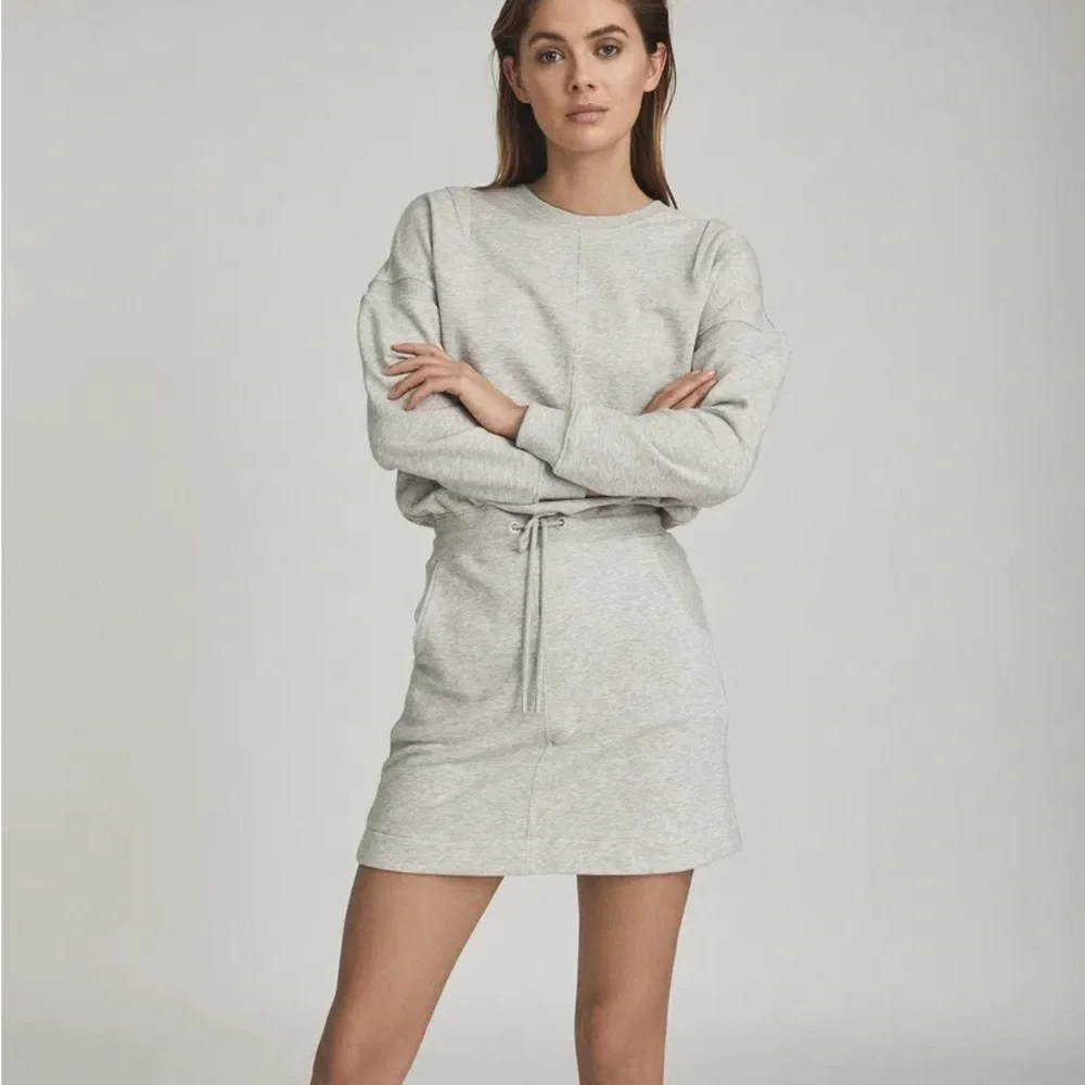 Reiss Jetta Mini Sweatshirt Dress In Gray - Picture 4 of 7